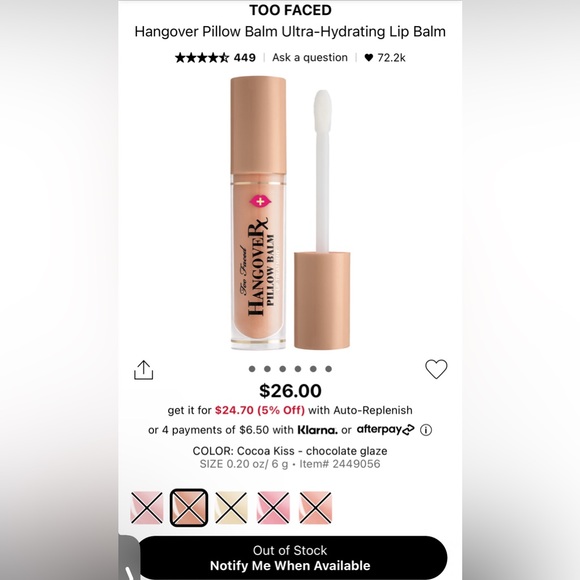 ✨BUNDLE✨ NIB Too Faced Hangover Replenishing Face Primer & Hangover Pillow Balm - Picture 7 of 7